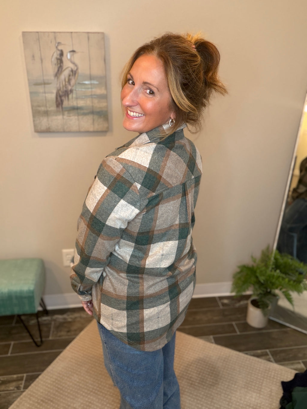 Evergreen Latte Buttery Soft Flannel Top