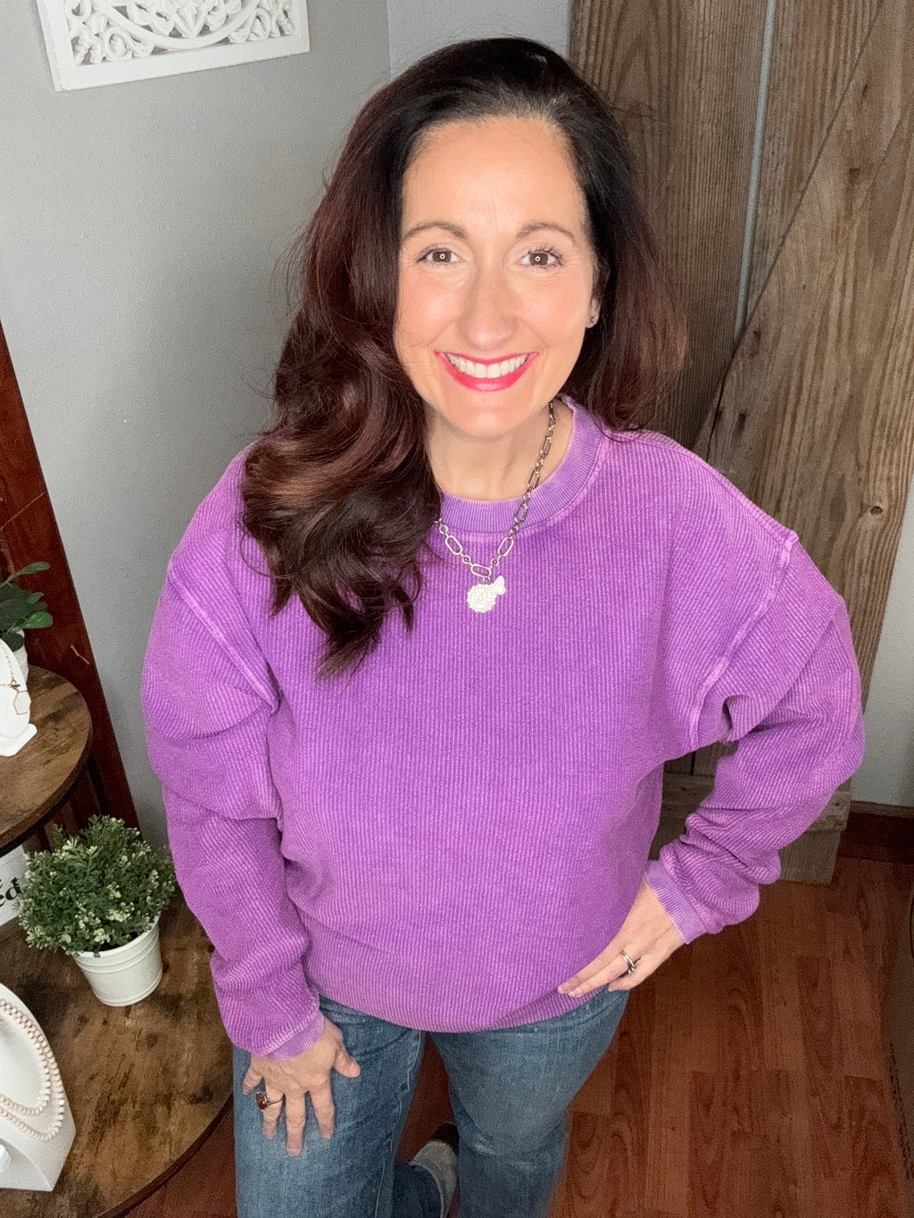 Purple Luxe Cord Sweatshirt