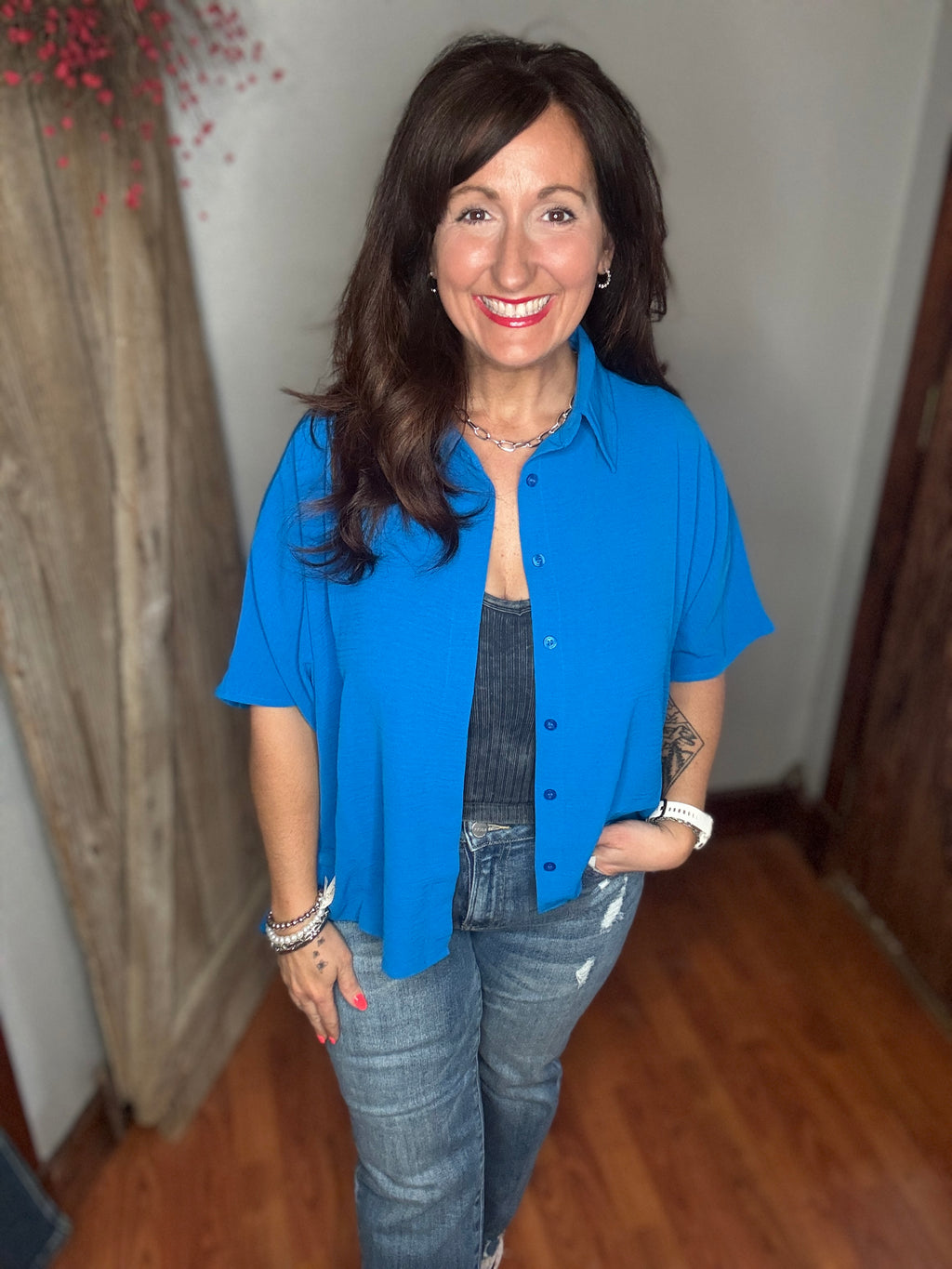 The Easy Breezy Top- Ocean Blue