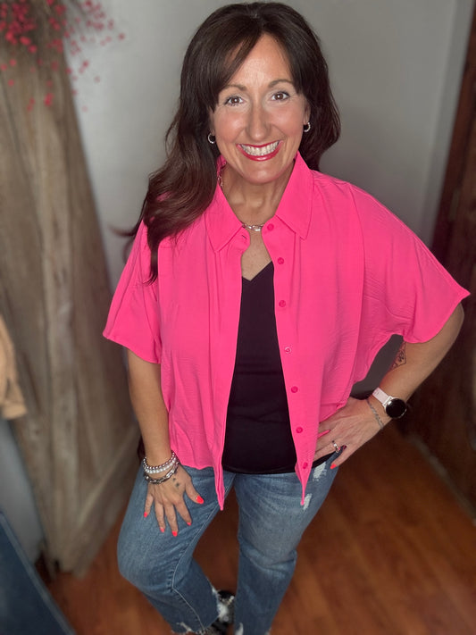 The Easy Breezy Top- Fuschia