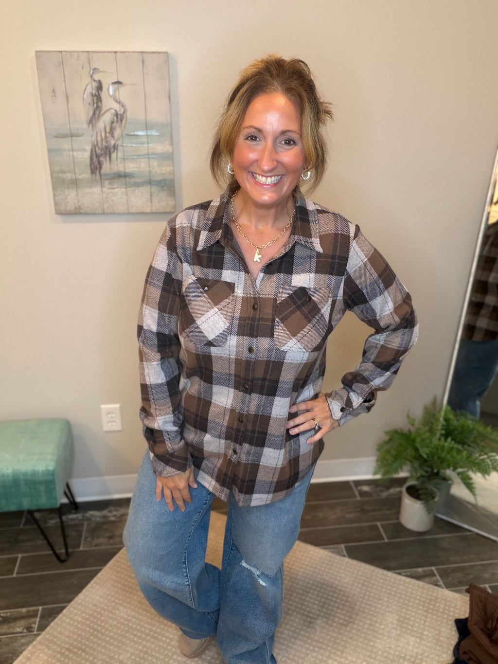 Cocoa Cabin Buttery Soft Flannel Top