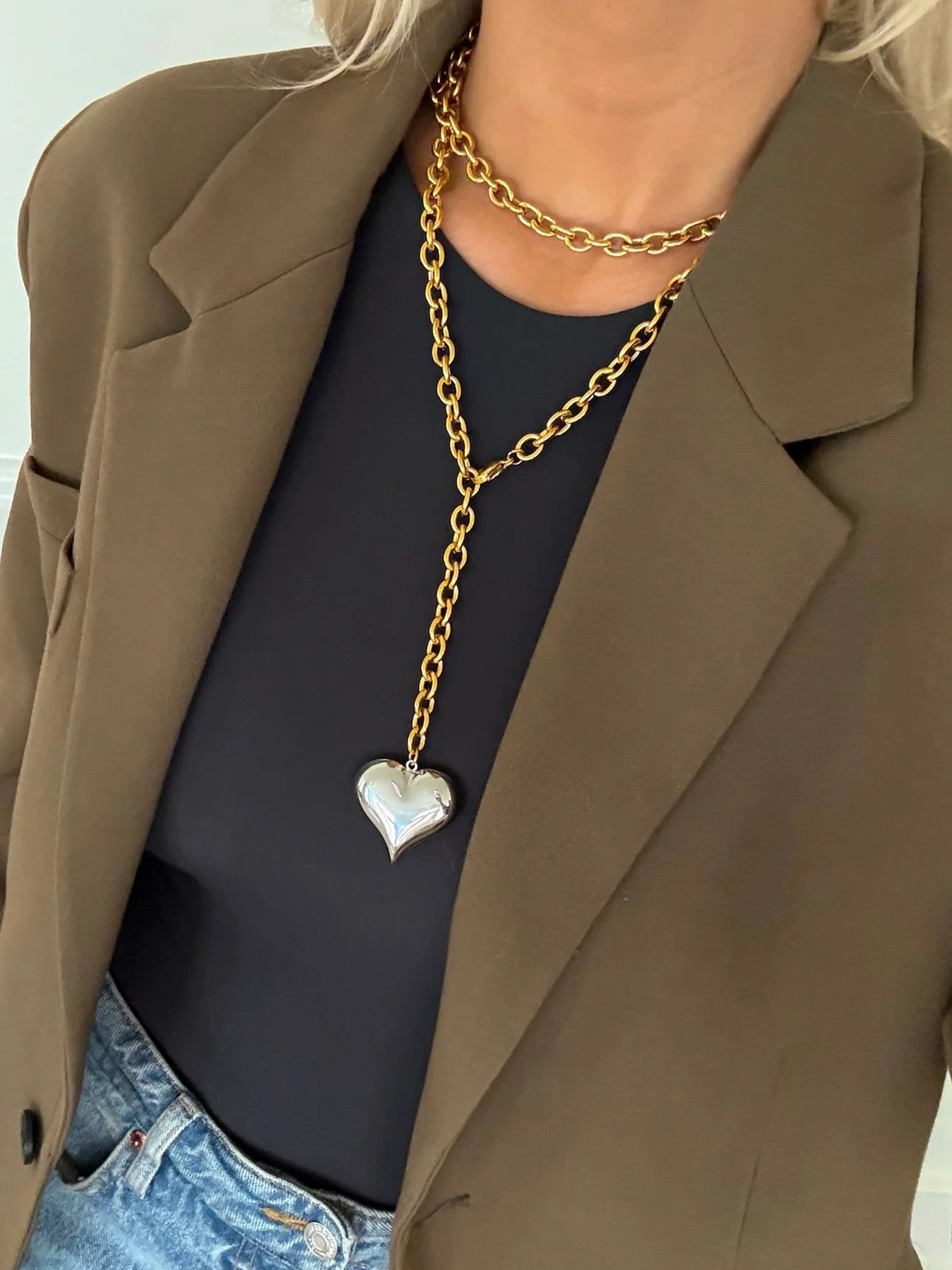 Two Toned Heart Necklace