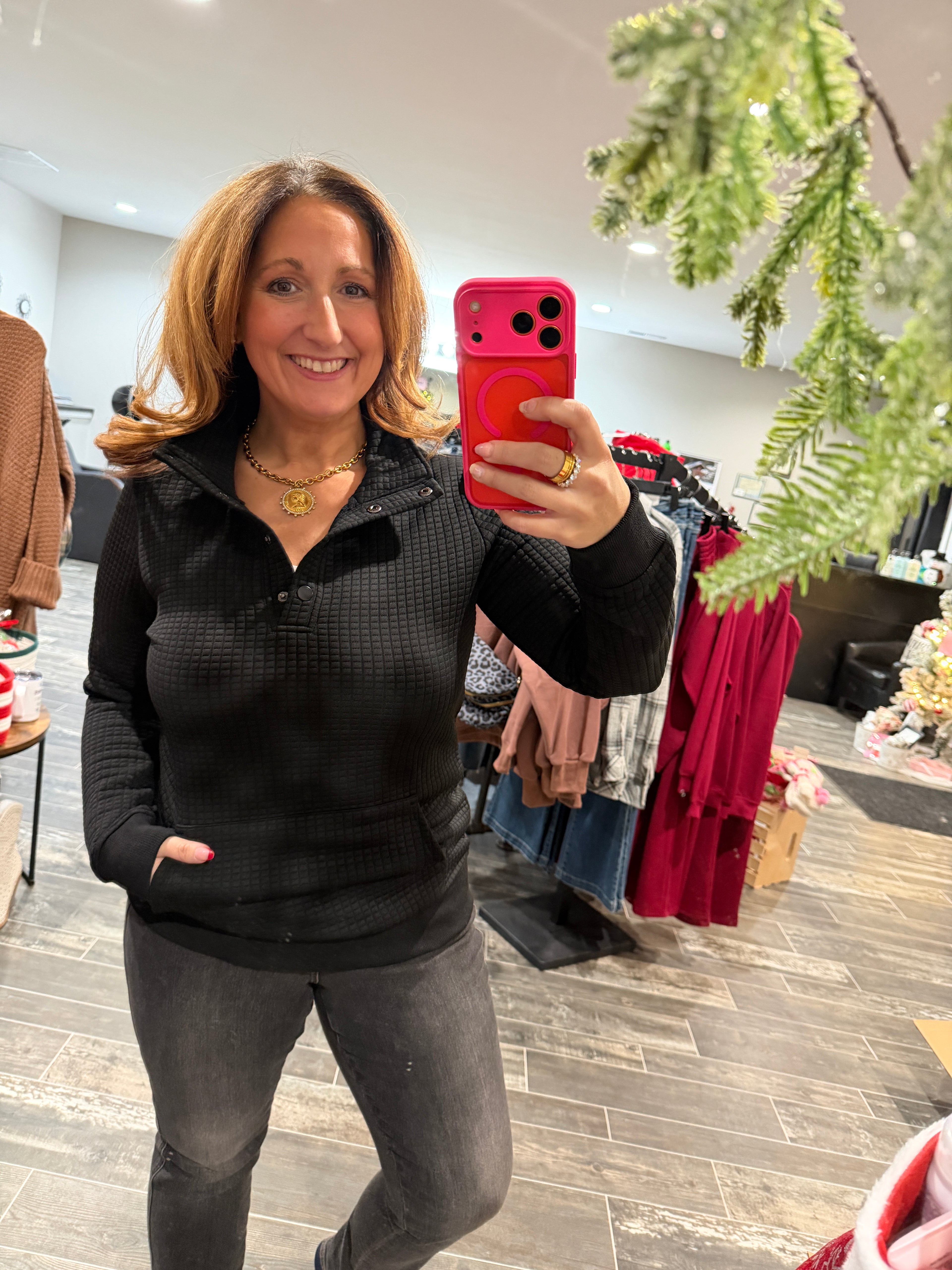 Whitley Waffle Snap Pullover