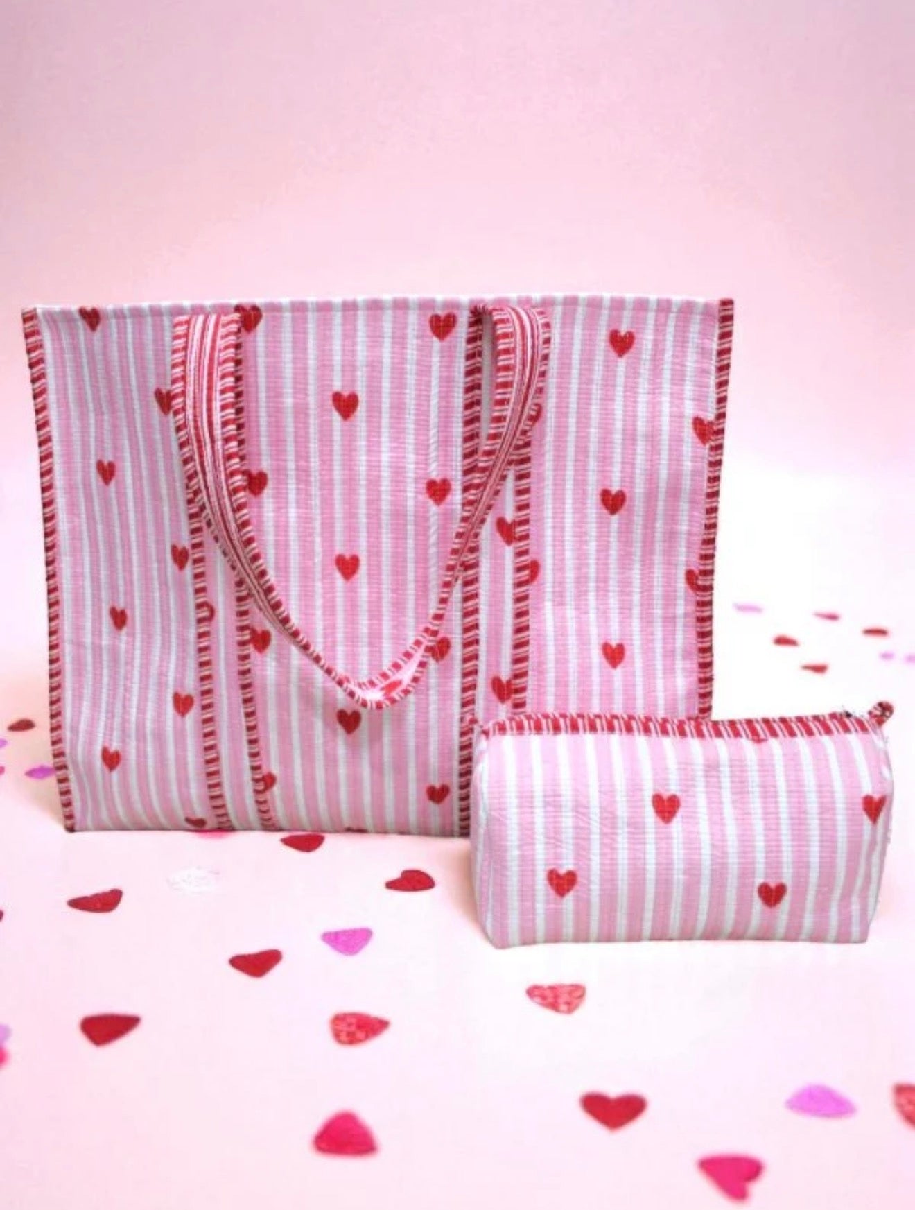 Sweet On You Pink Tote And Cosmetic Bag Set