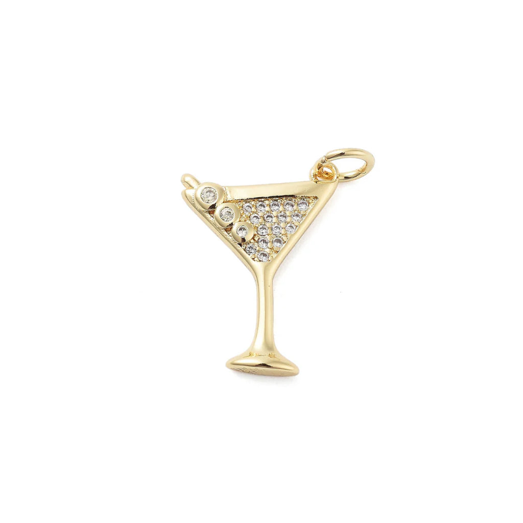 Gold Cubic Zirconia Martini Glass