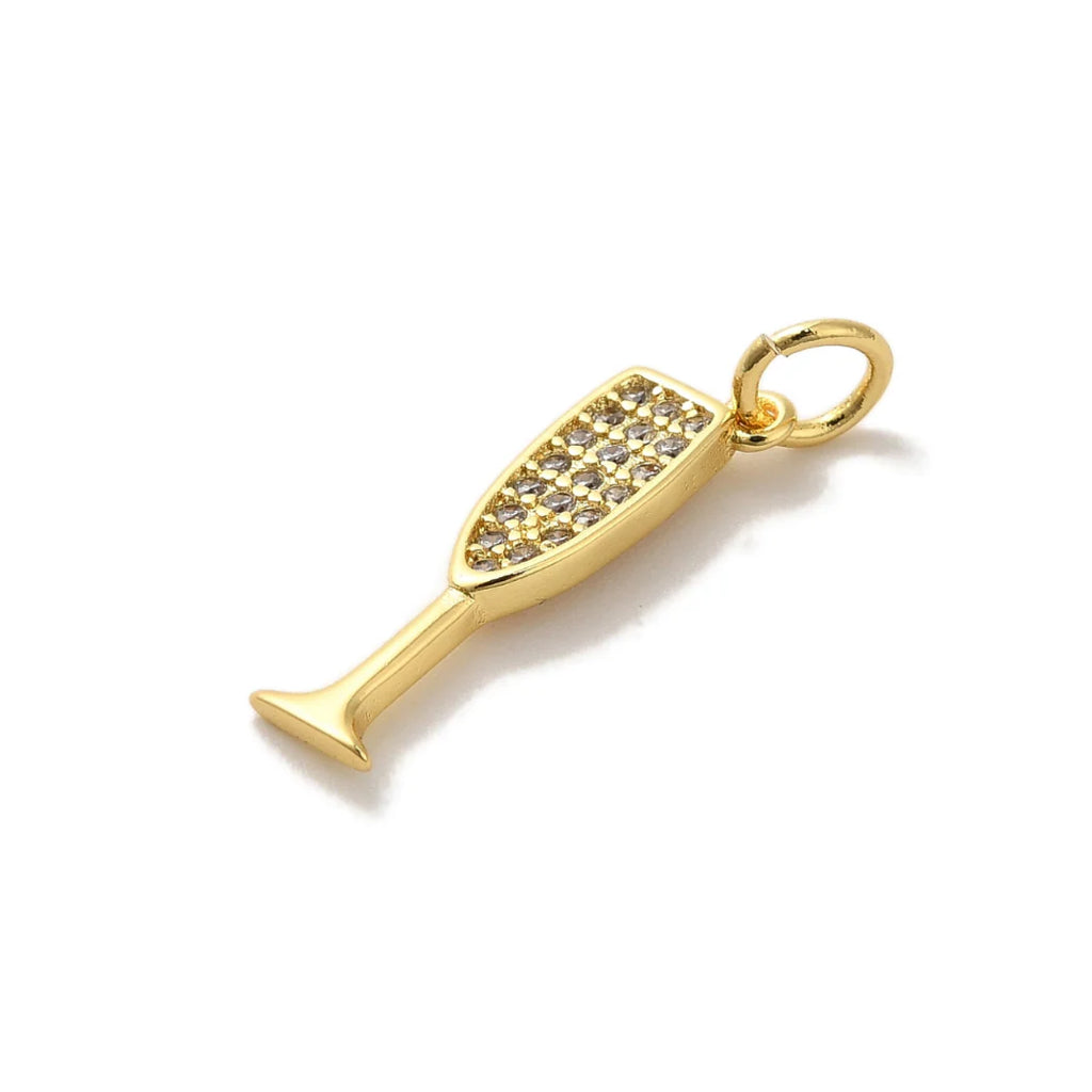 Gold Cubic Zirconia Champagne Flute