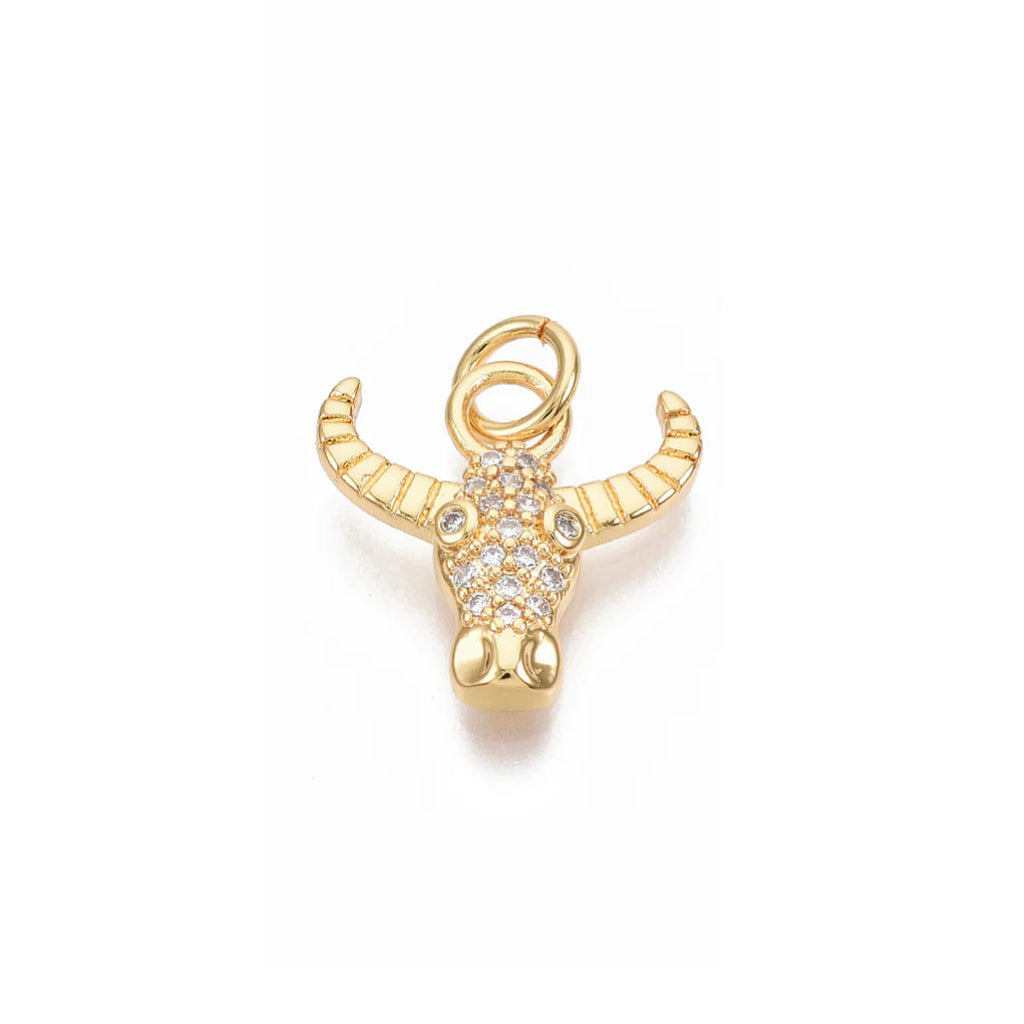 Gold Cubic Zirconia Longhorn Charm