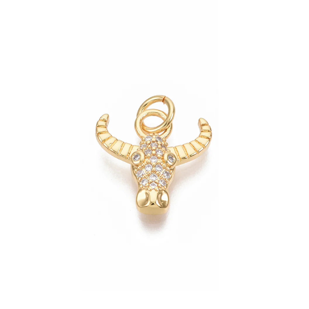 Gold Cubic Zirconia Longhorn Charm