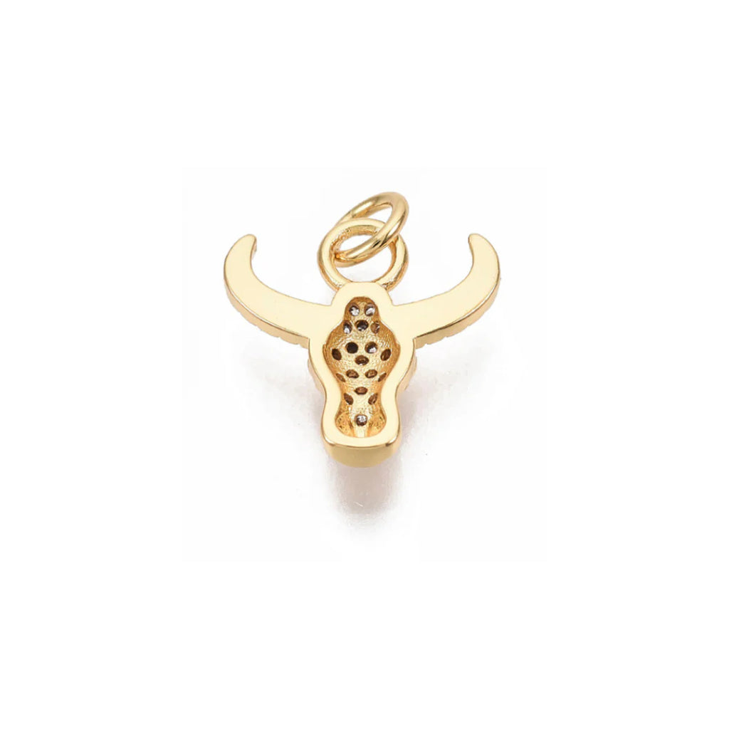 Gold Cubic Zirconia Longhorn Charm