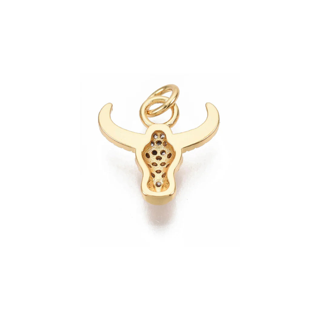 Gold Cubic Zirconia Longhorn Charm