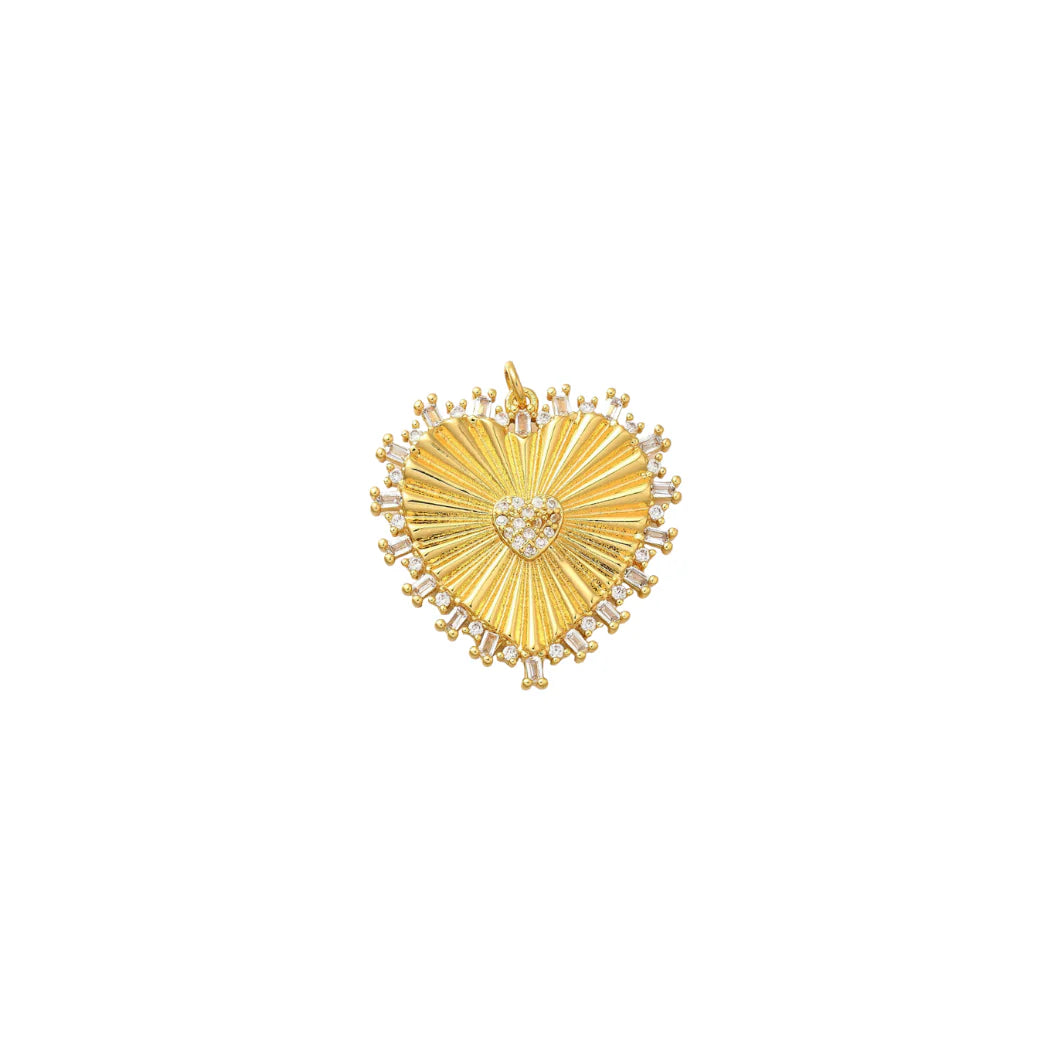 Gold Eternal Heartburst with Cubic Zirconia Charm