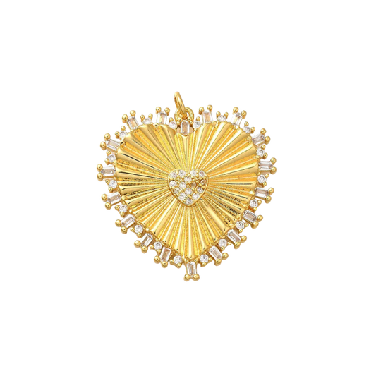 Gold Eternal Heartburst with Cubic Zirconia Charm