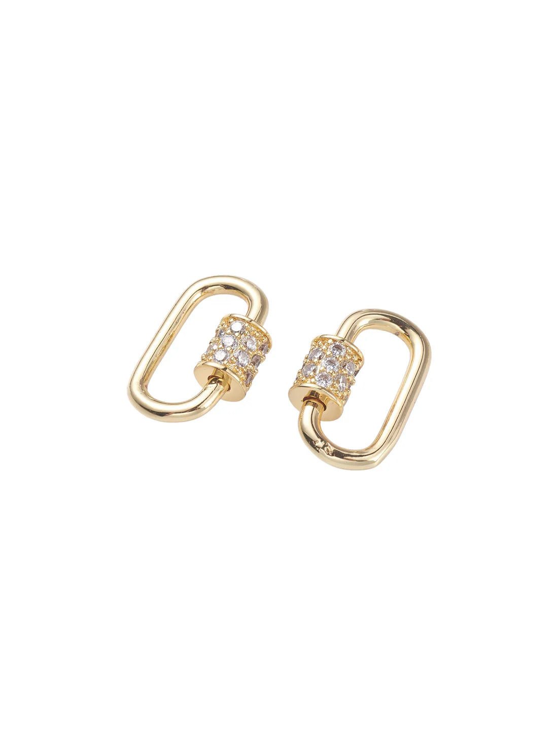 Small Gold Gabi Carabiner | Cubic Zirconia Oval Screw Carabiner