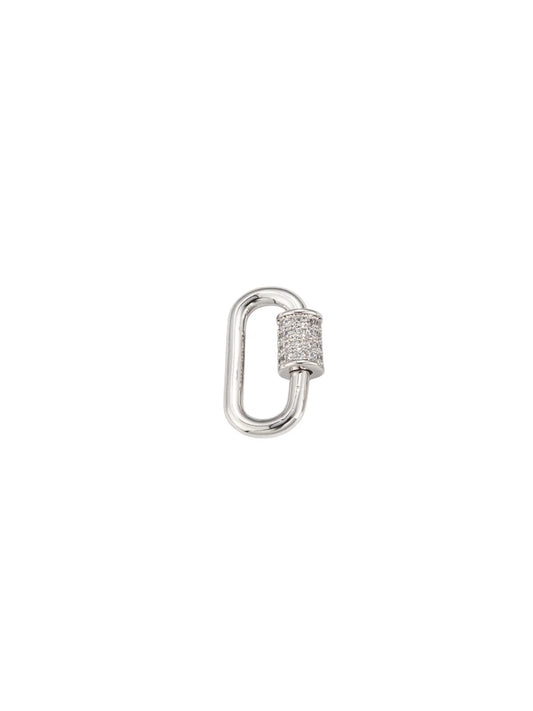 Silver Small Gabi Carabiner | Cubic Zirconia Oval Screw Carabiner