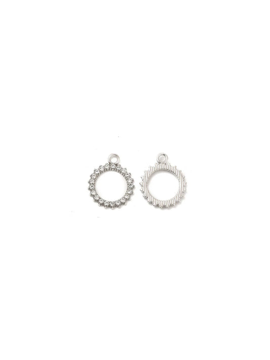 Silver Crystal Open Circle Charm