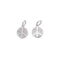 Silver Peace Sign with Cubic Zirconia Charm