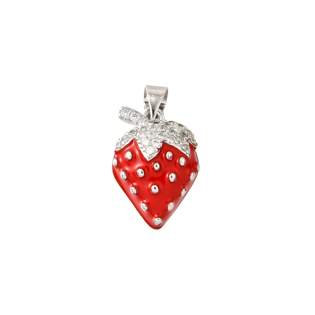 Silver Sweet Strawberry Charm