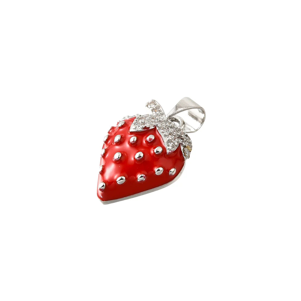 Silver Sweet Strawberry Charm