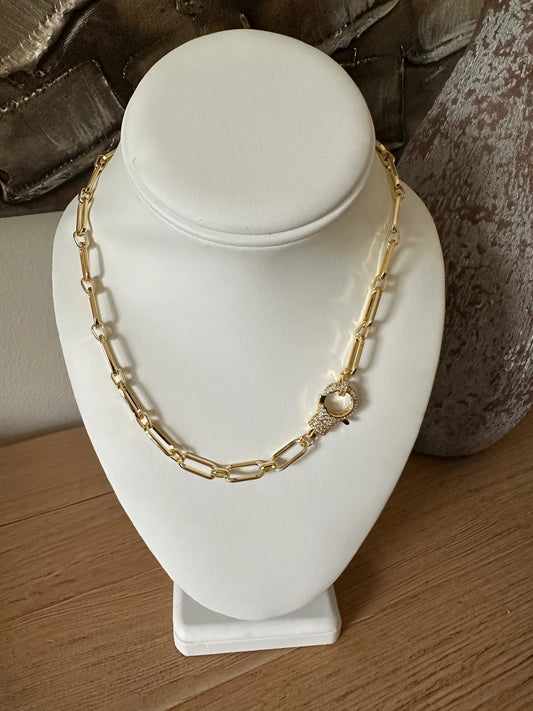 Pave Paperclip Necklace