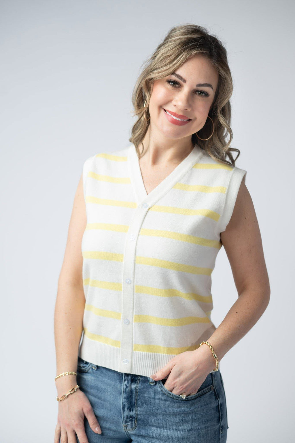 Lucy Striped Button Down Tank