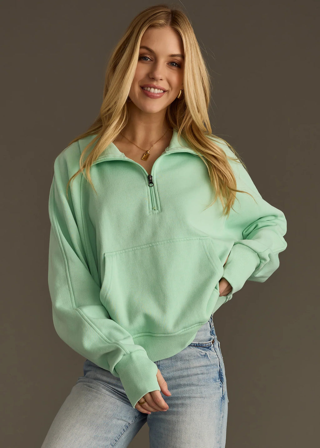 Mint to Be 1/2 Zip Pullover