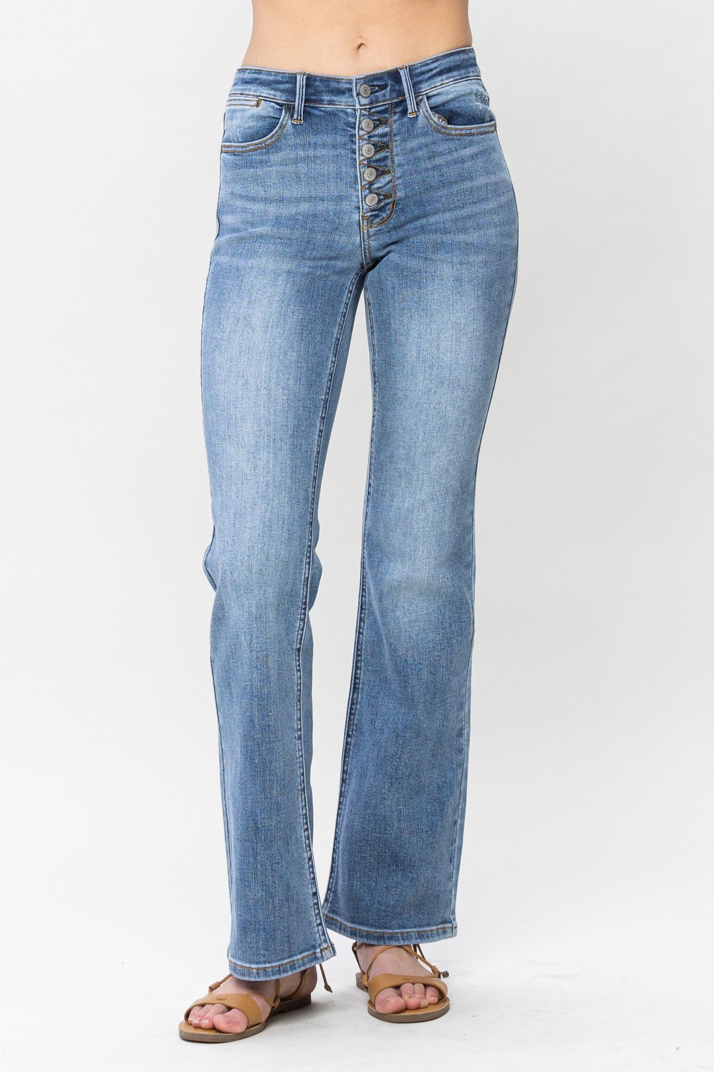 Judy Blue Mid Rise Vintage Button Fly