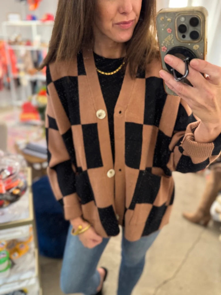 Checkmate Chic Cardigan