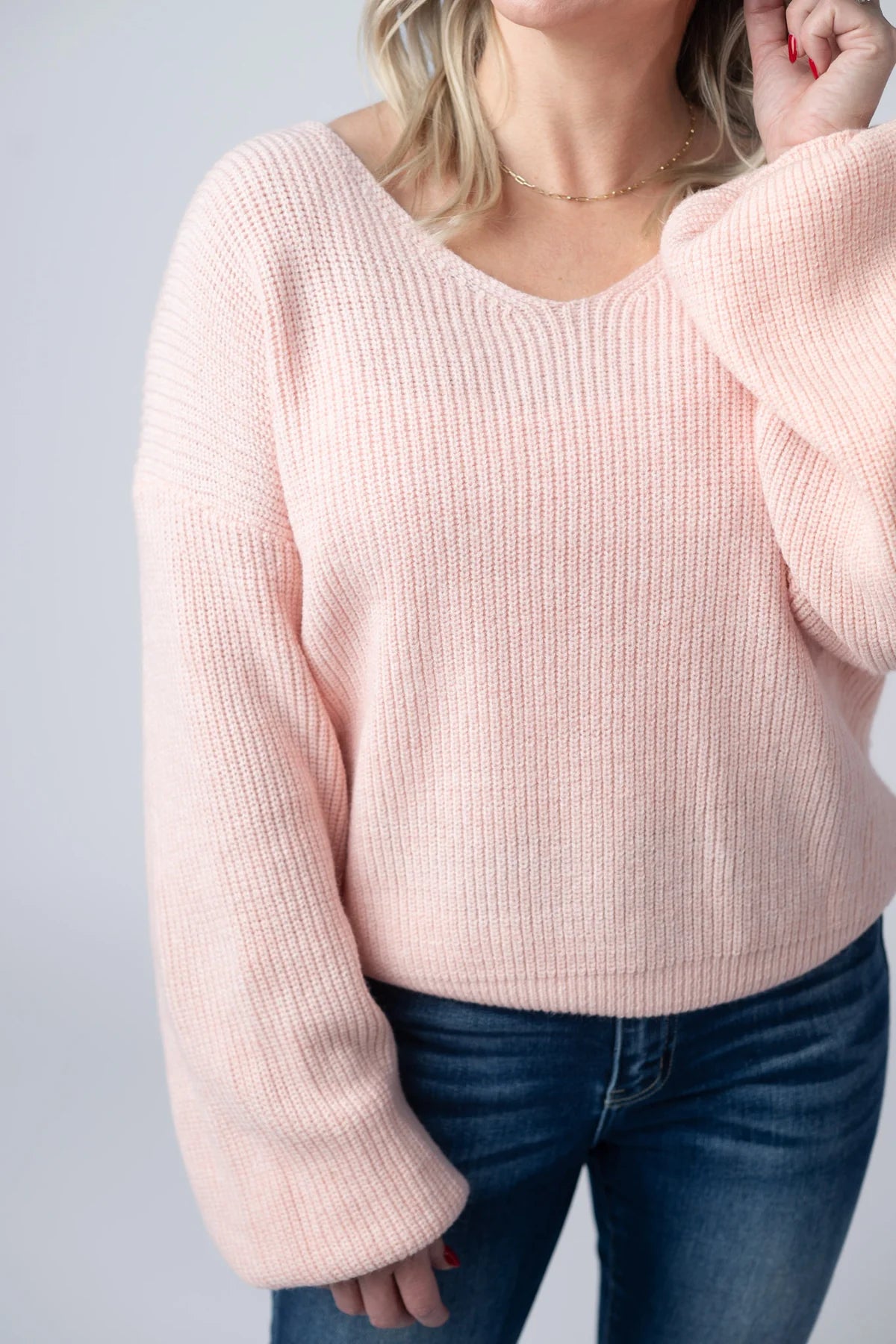 Bethany Bow Knit Sweater Light Pink