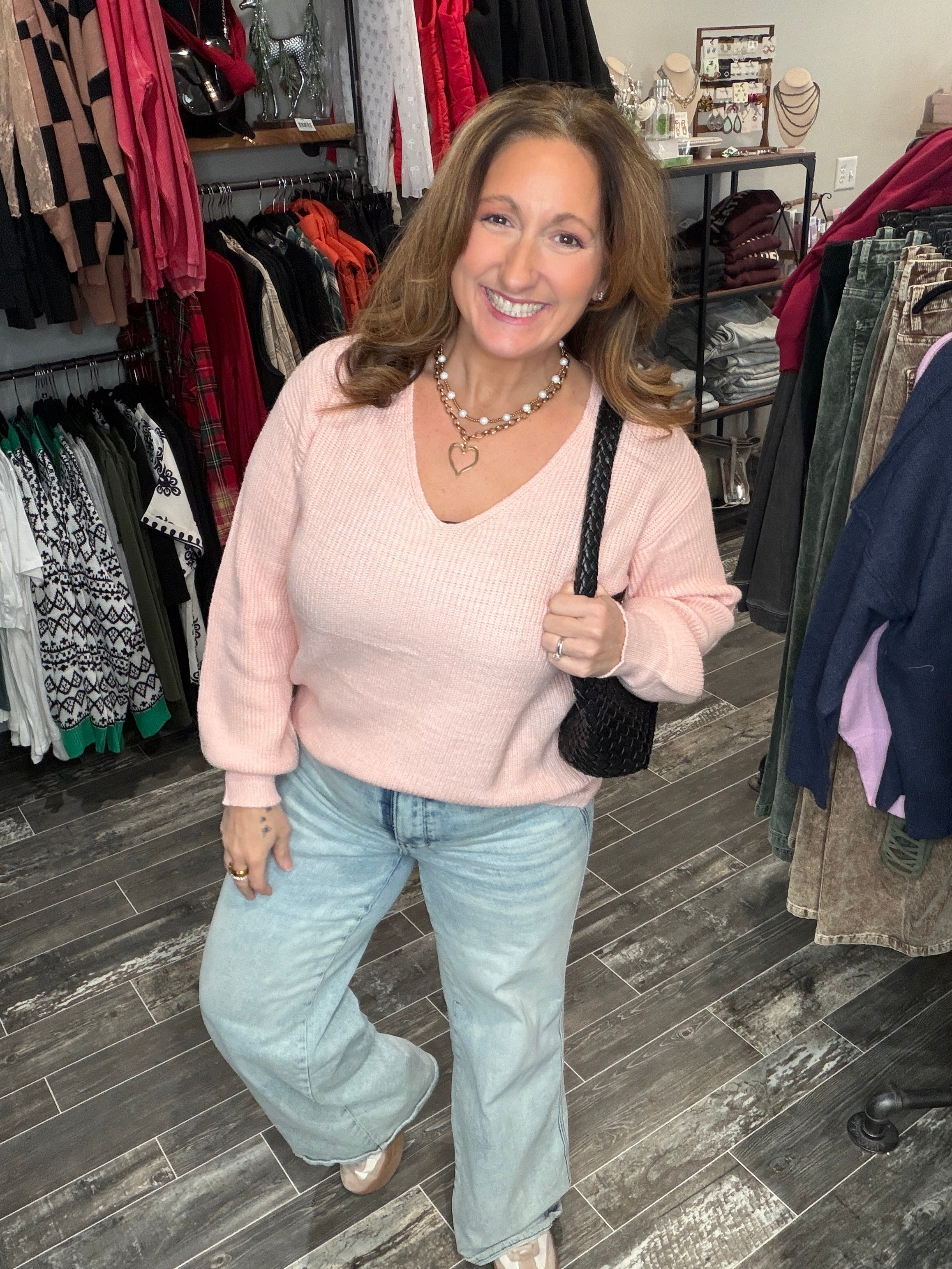 Bethany Bow Knit Sweater Light Pink