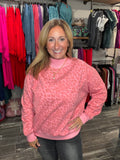 Pretty in Pink Leopard Mock Neck