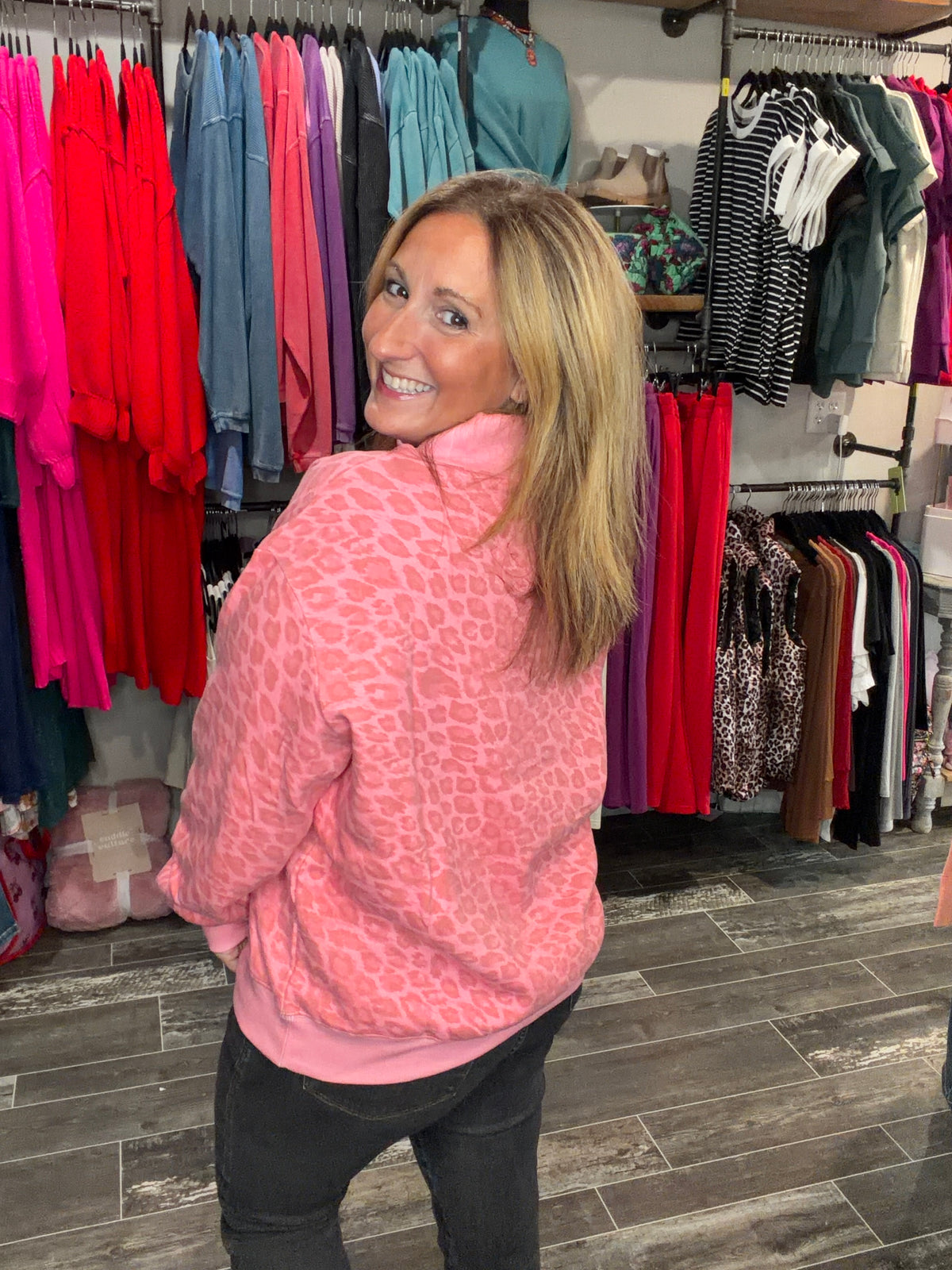 Pretty in Pink Leopard Mock Neck