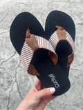 Summer Break Tan/White Stripe Flip Flops