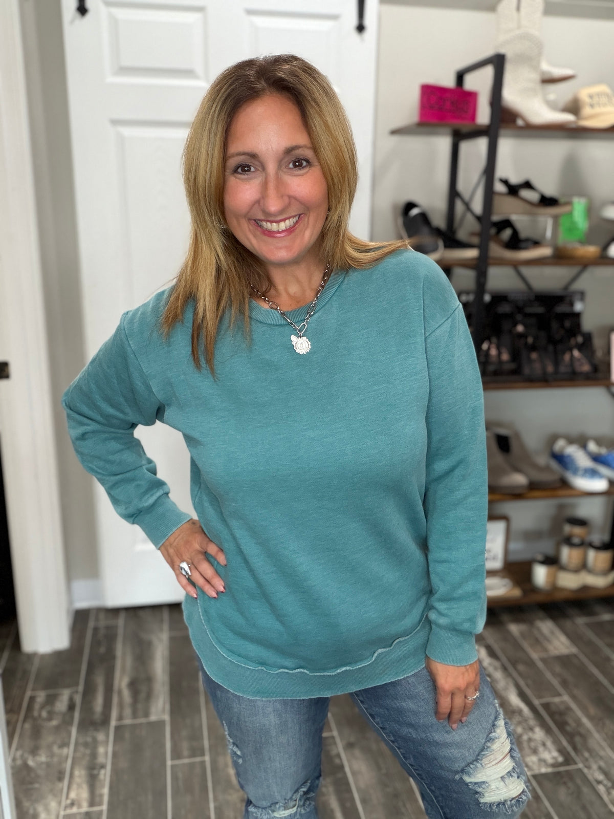 Vintage Wash Pullover - Teal