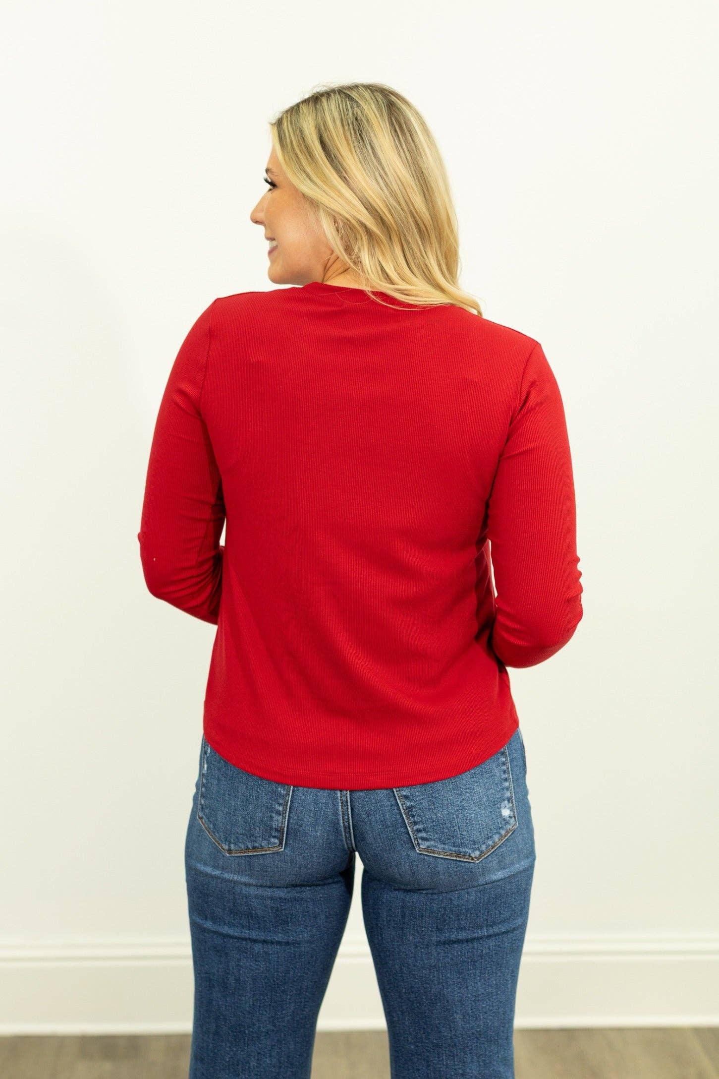 Essential Ribbed Red Top