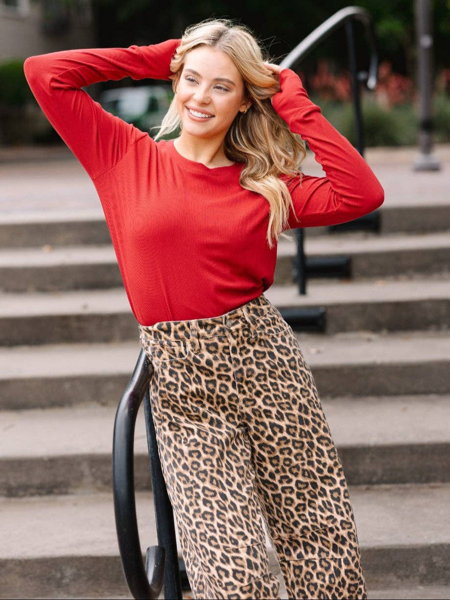 Essential Ribbed Red Top