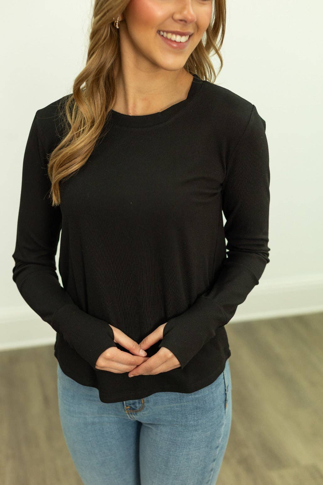 Essential Ribbed Black Top