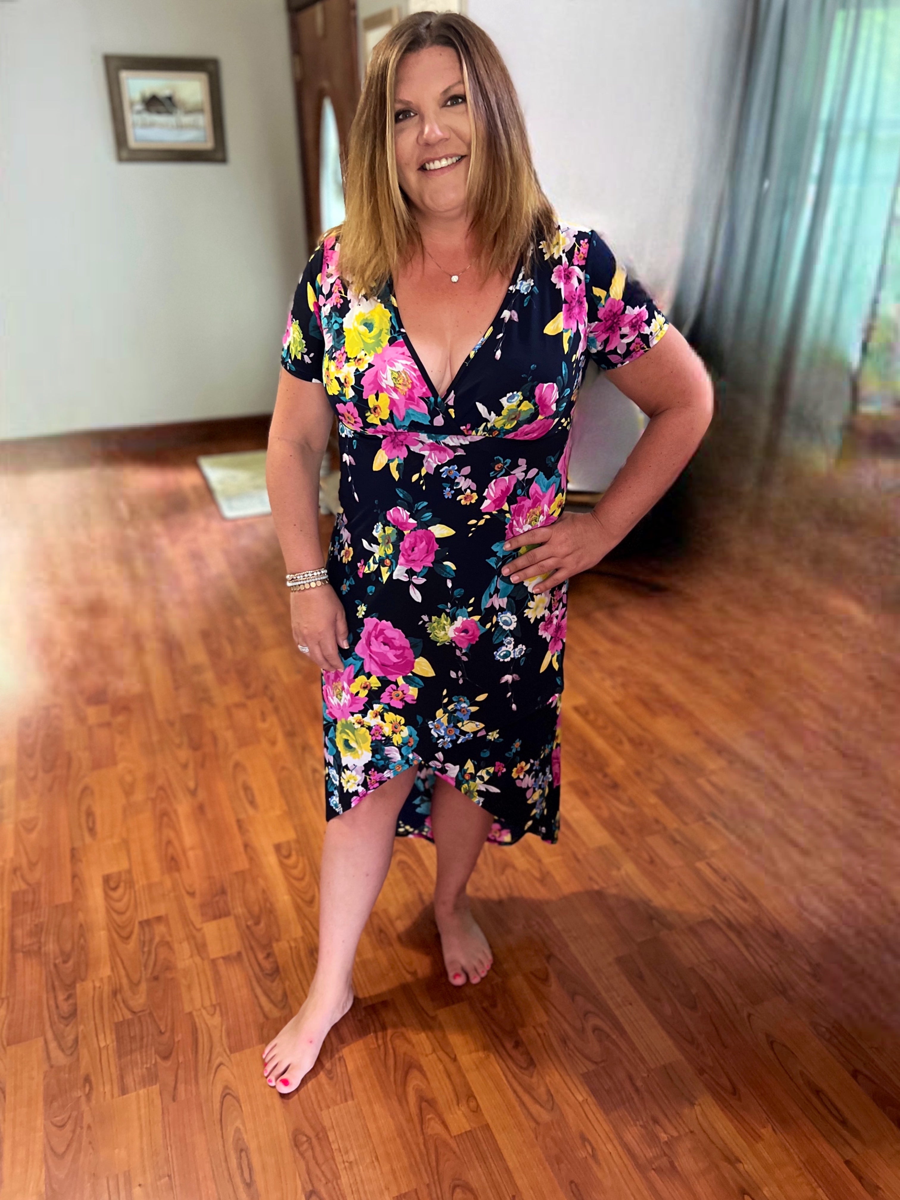 Floral Faux Wrap Dress