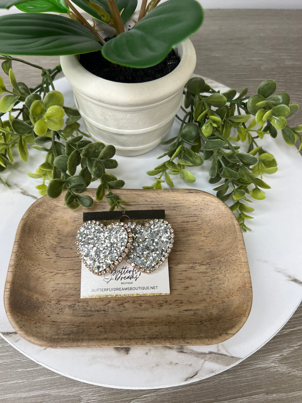 Glitter Heart Earrings