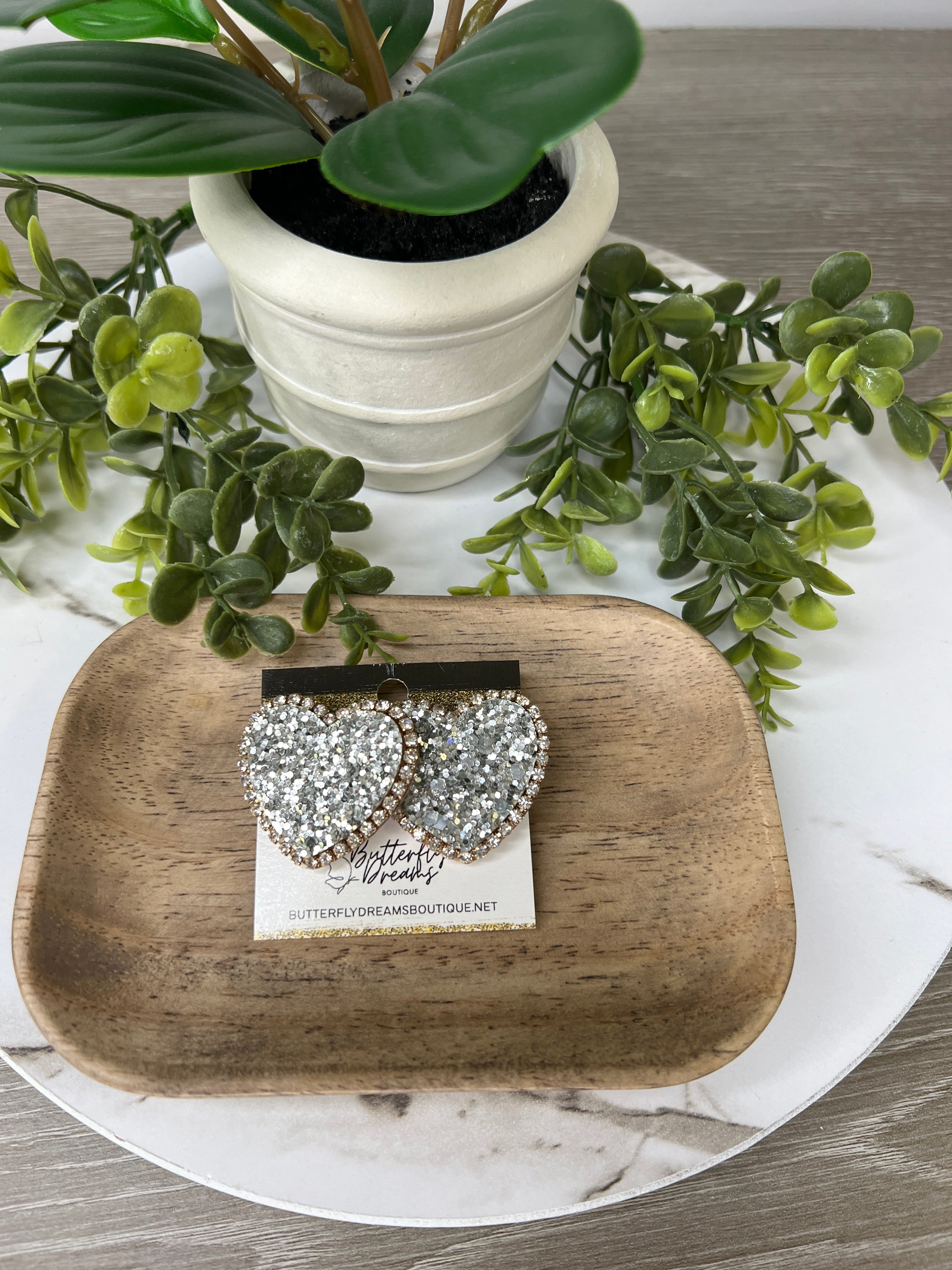 Glitter Heart Earrings