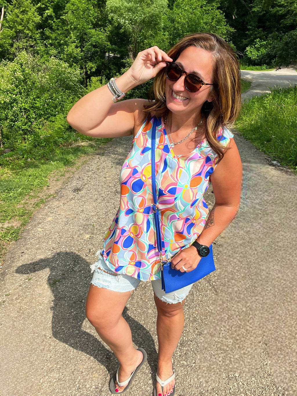 Playful Floral Flare Top