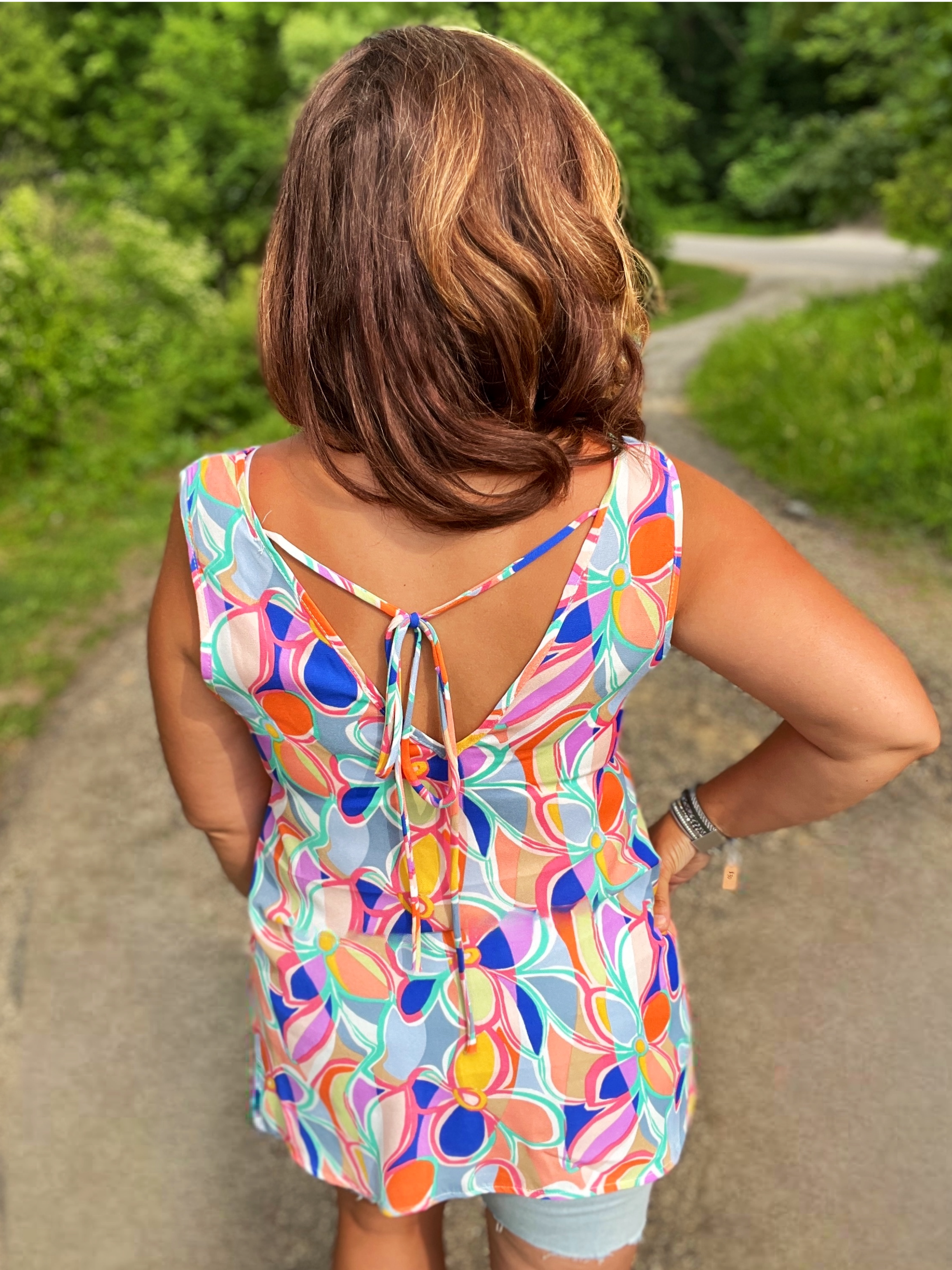 Playful Floral Flare Top