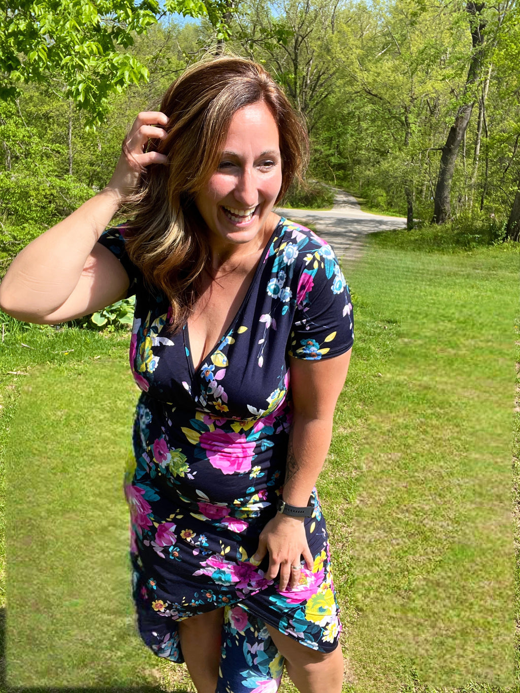 Floral Faux Wrap Dress