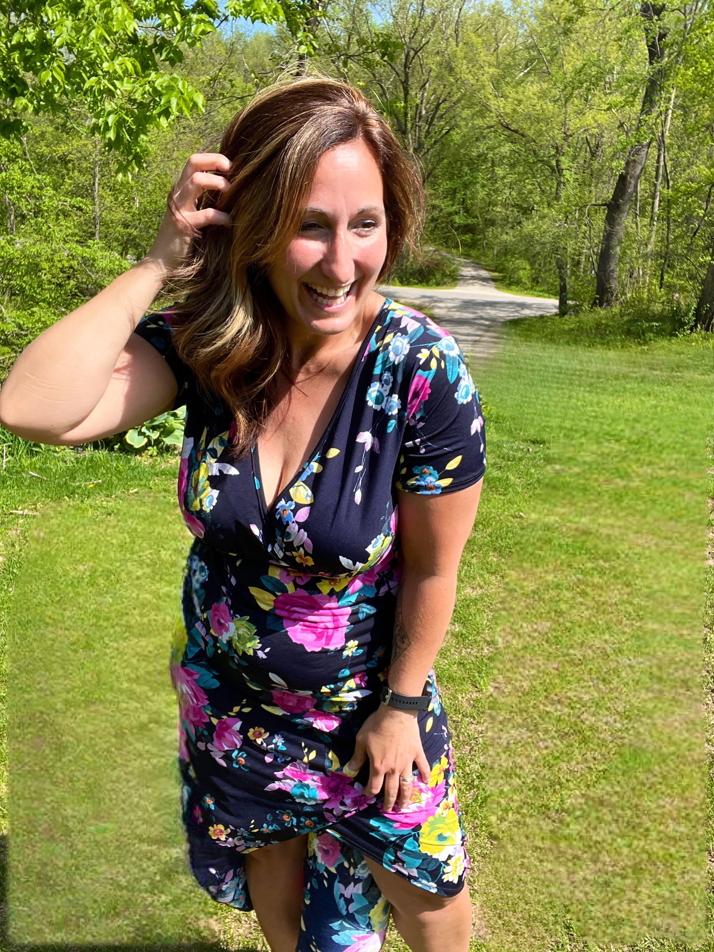 Floral Faux Wrap Dress