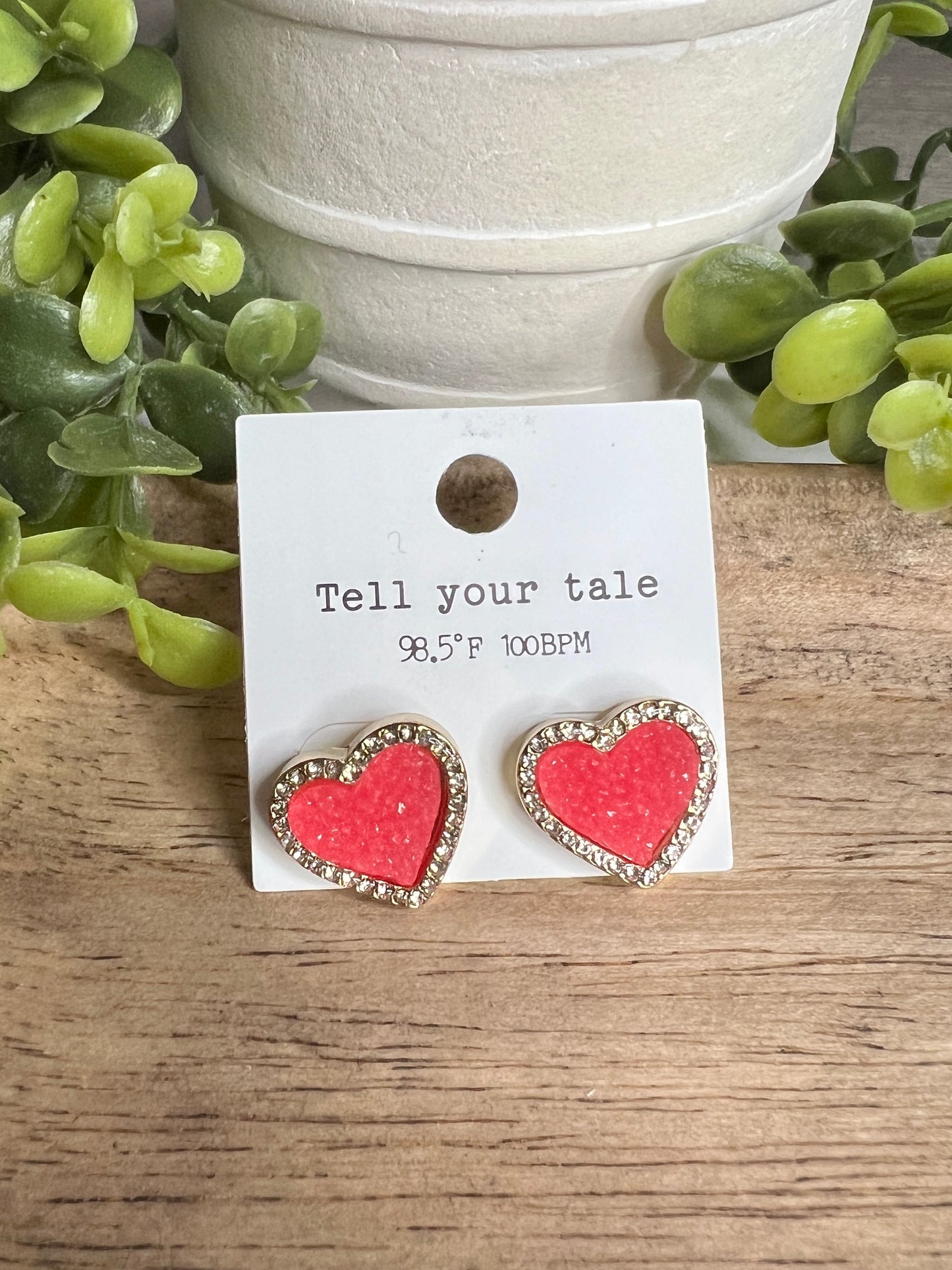 Druzy Heart Studs