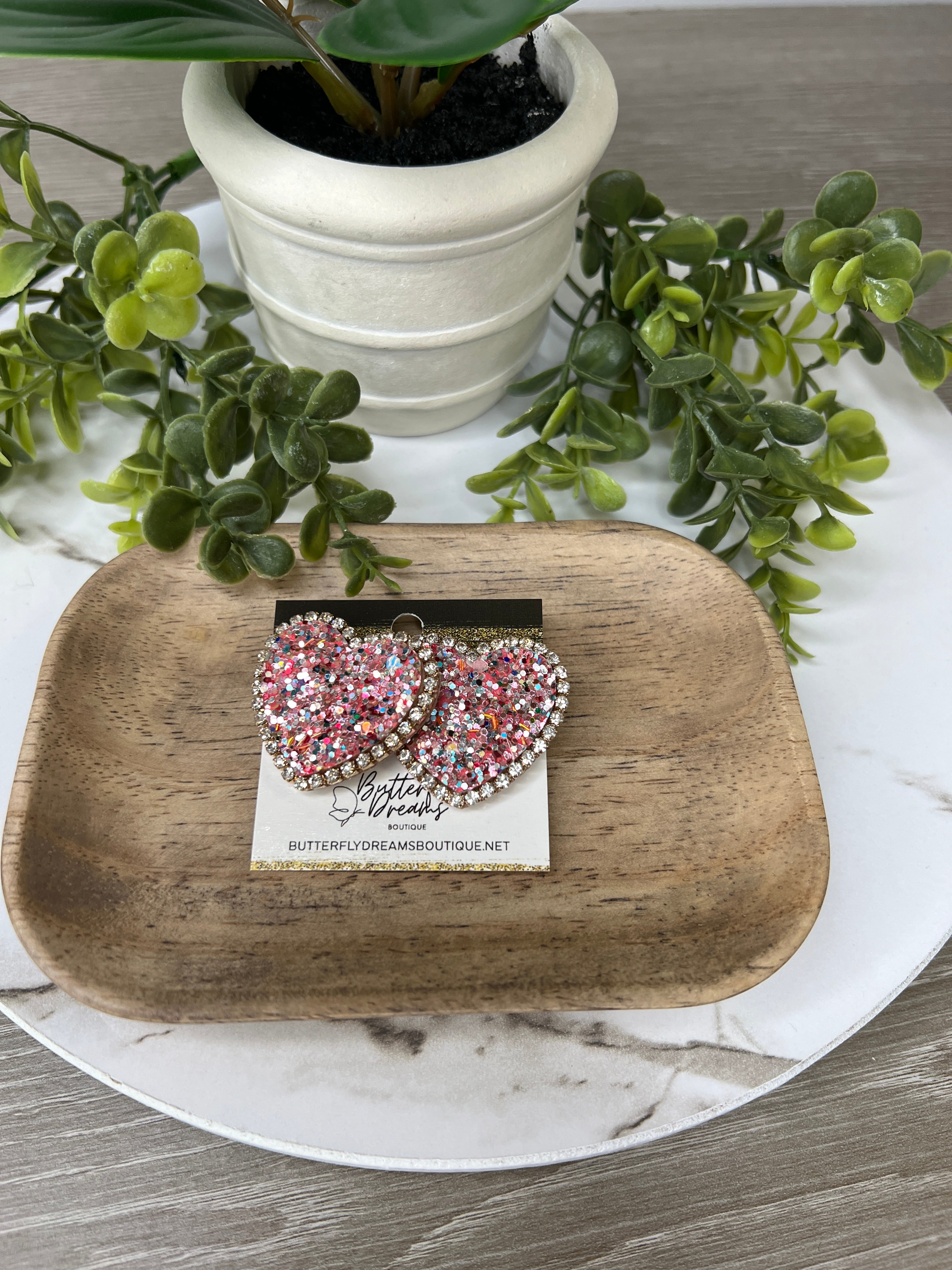 Glitter Heart Earrings