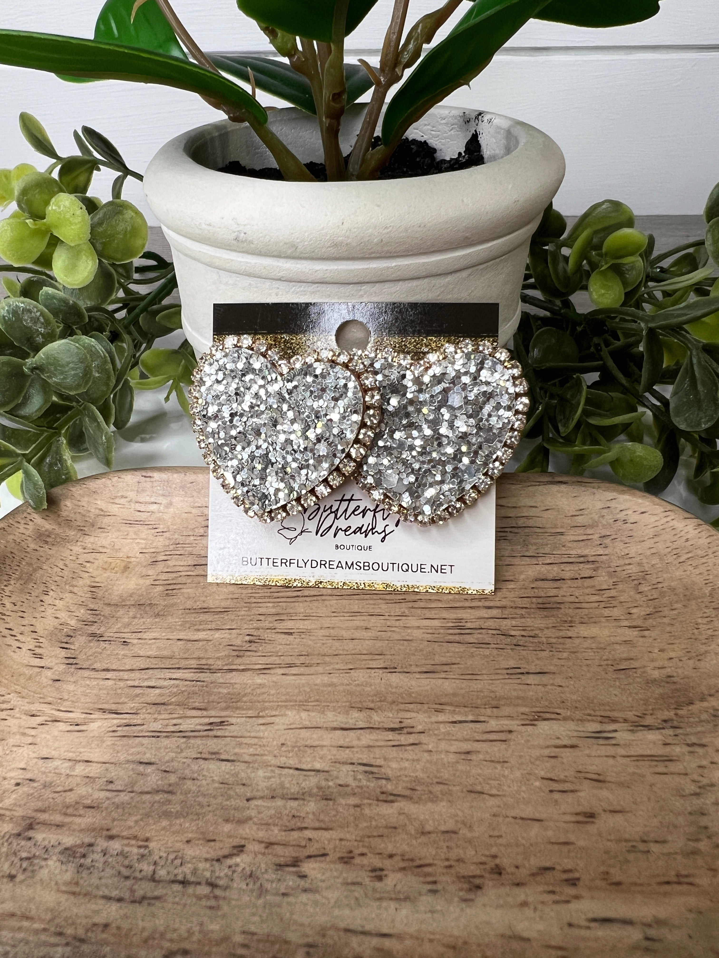 Glitter Heart Earrings