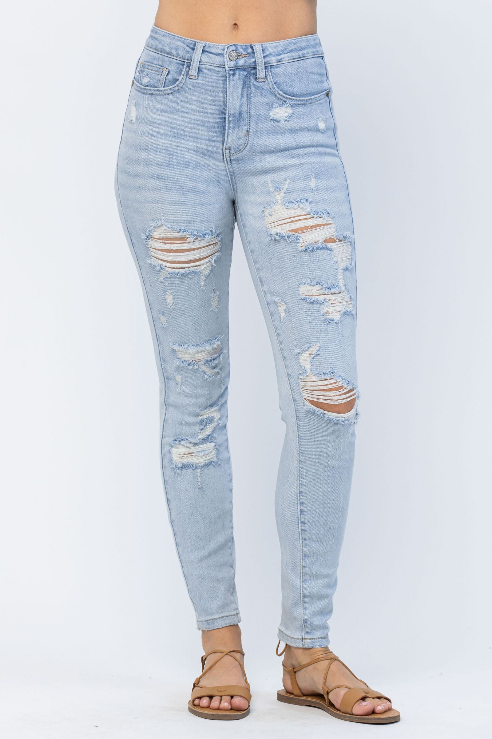 Judy Blue Distressed Jeans- High Rise; Tummy Control (31LT) – The