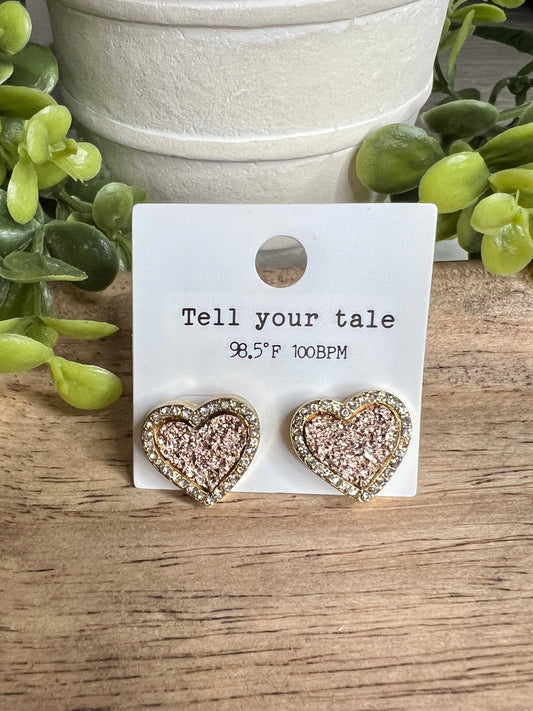 Druzy Heart Studs