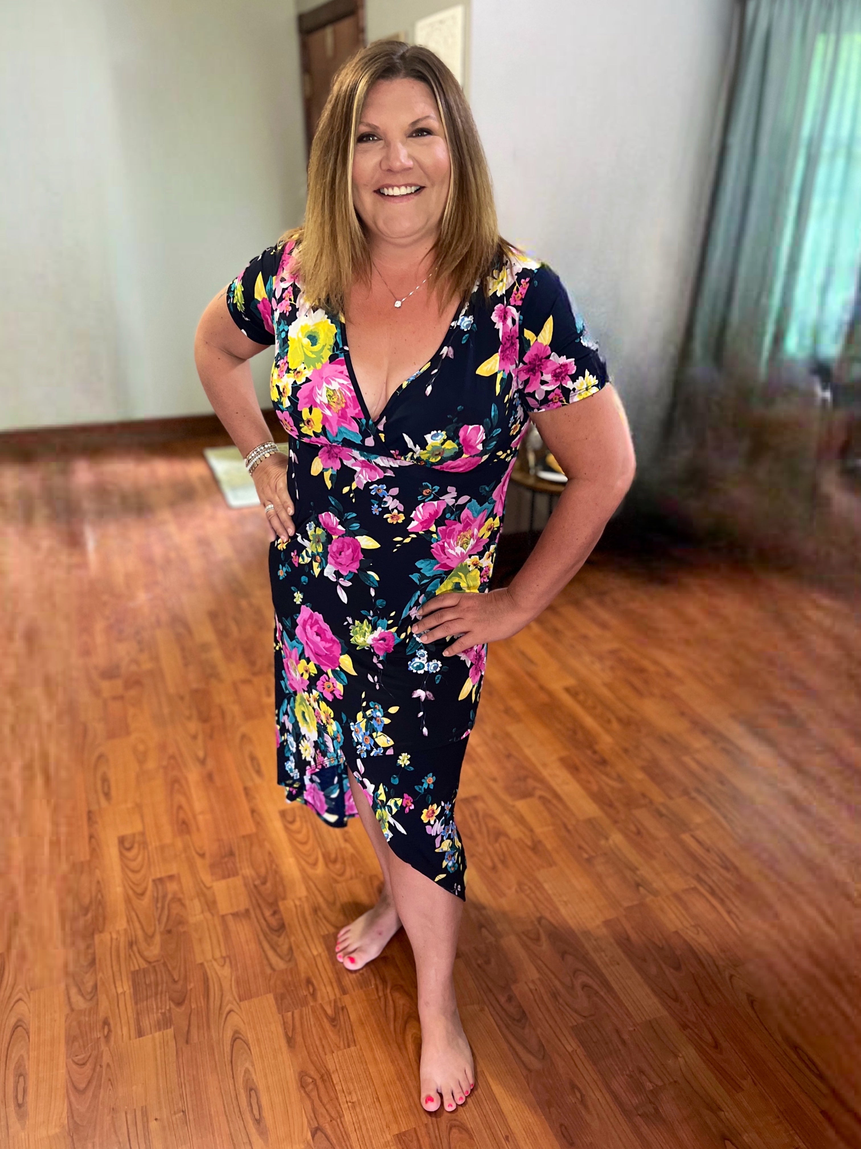 Floral Faux Wrap Dress