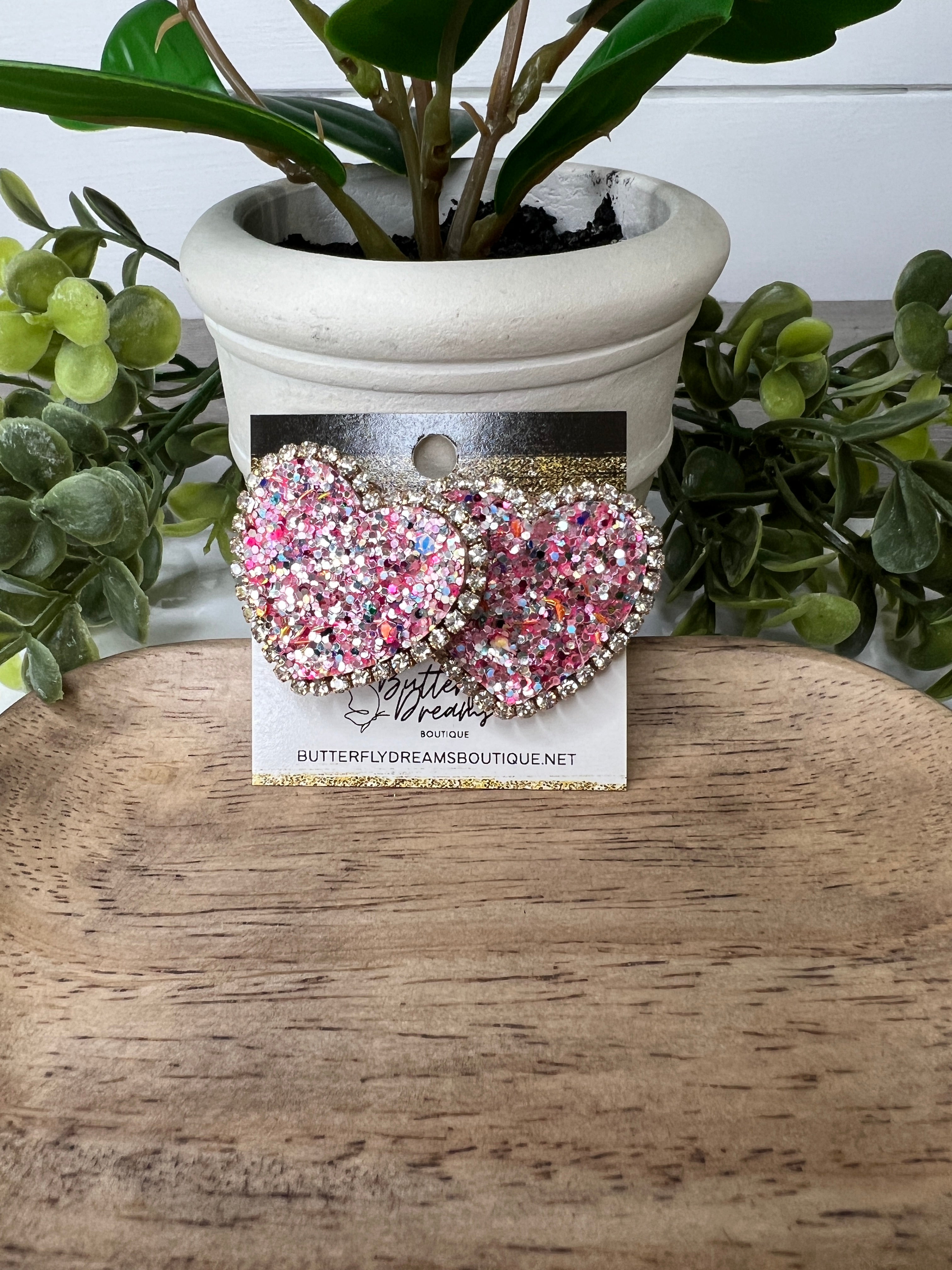 Glitter Heart Earrings